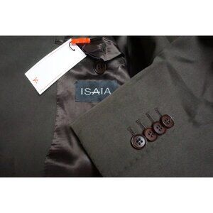 Isaia Napoli 100% Cotton Solid Brown 2 Pc Suit Jacket Pants 42R NEW